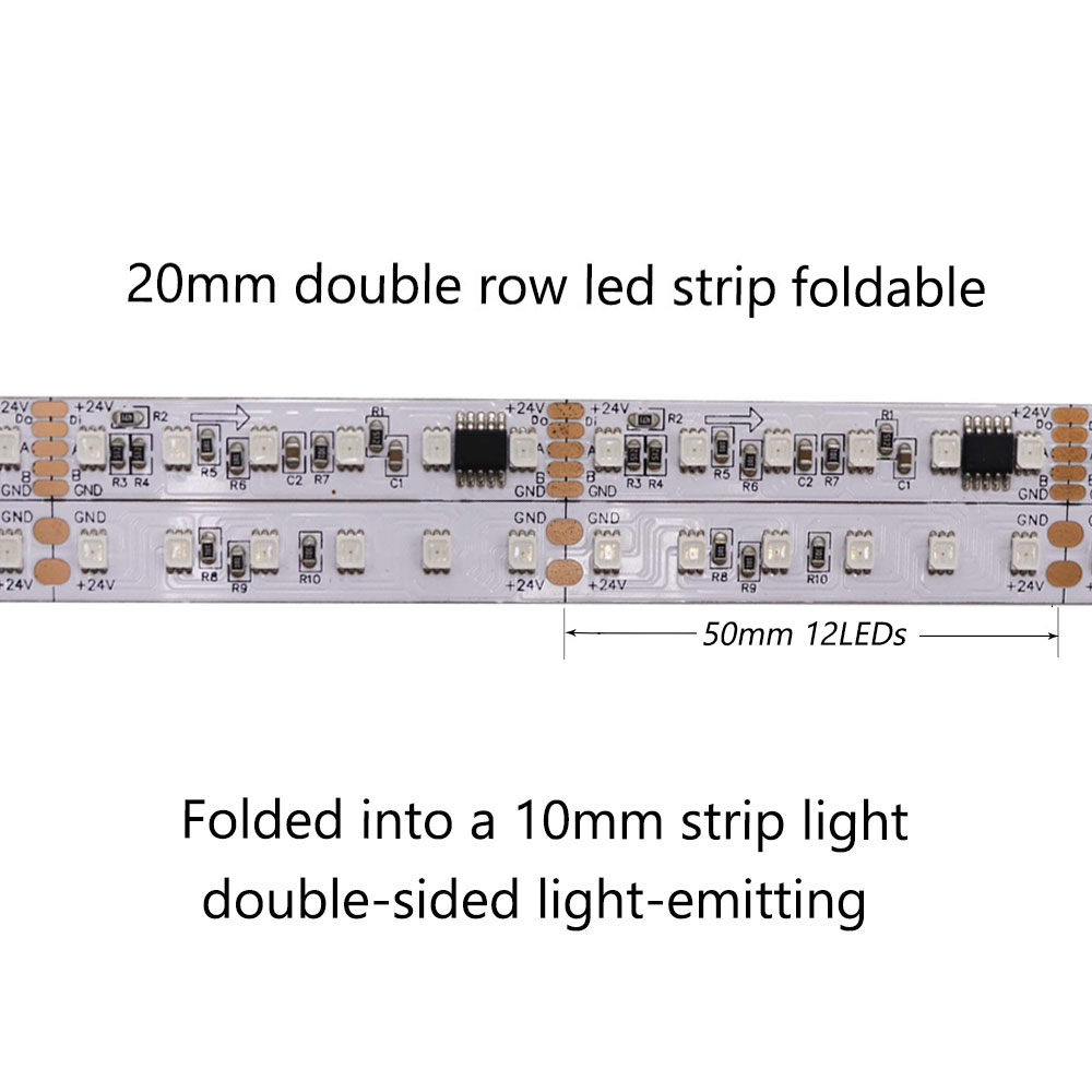 Foldable Dual Row Addressable RGB DMX LED Strip For 360° Silicone Tube